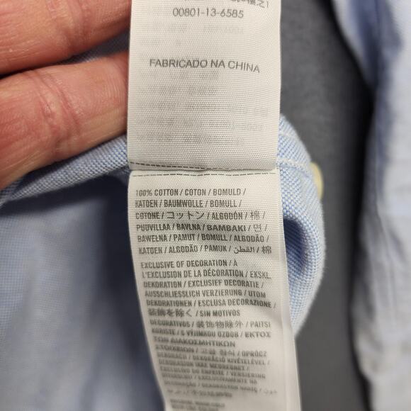 Abercrombie & Fitch Shirt Boys Medium Blue Oxford Button Down Muscle Fit Moose - Picture 7 of 14